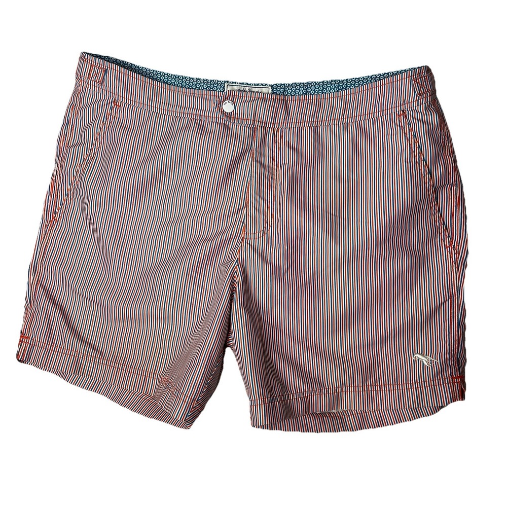 Ted Baker London Button Lined Lobster Hybrid Striped Swim Shorts/Trunks 5 / L